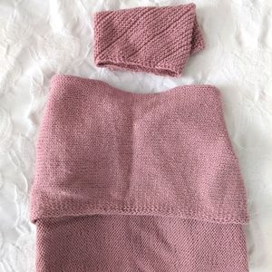 Adorable Pink Hand-knitted Cape and Hat Set